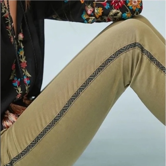 Chino Anthropologie relaxed fit pants pattern tuxedo stripe army olive green 25 - Picture 2 of 8